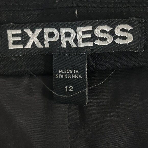 Express Black and Dark Teal Colorblock Tuxedo Shawl Collar Blazer Jacket Size 12 - Picture 3 of 6